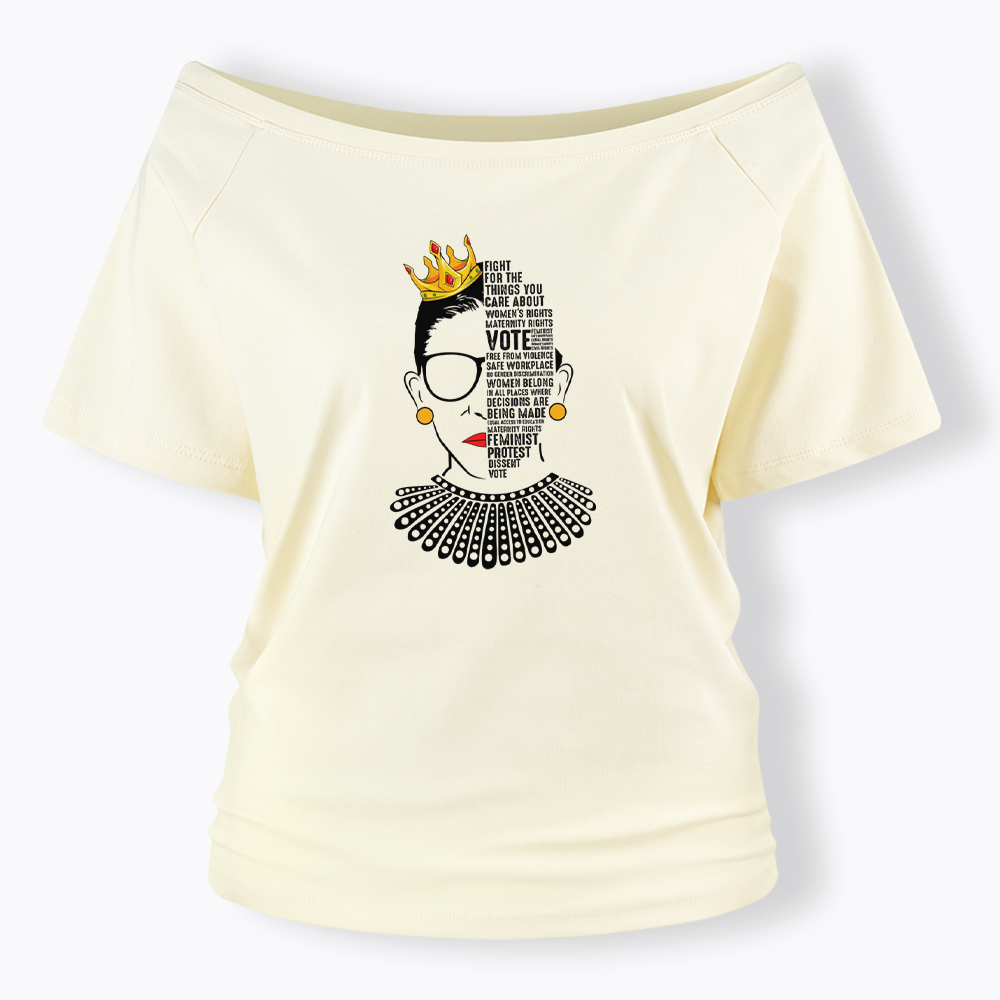 Queen Crown RBG Off Shoulder T-shirt