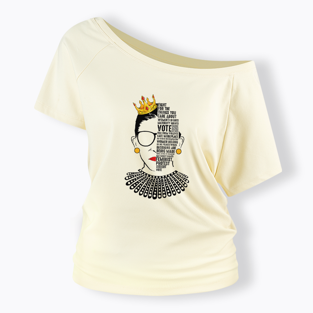Queen Crown RBG Off Shoulder T-shirt