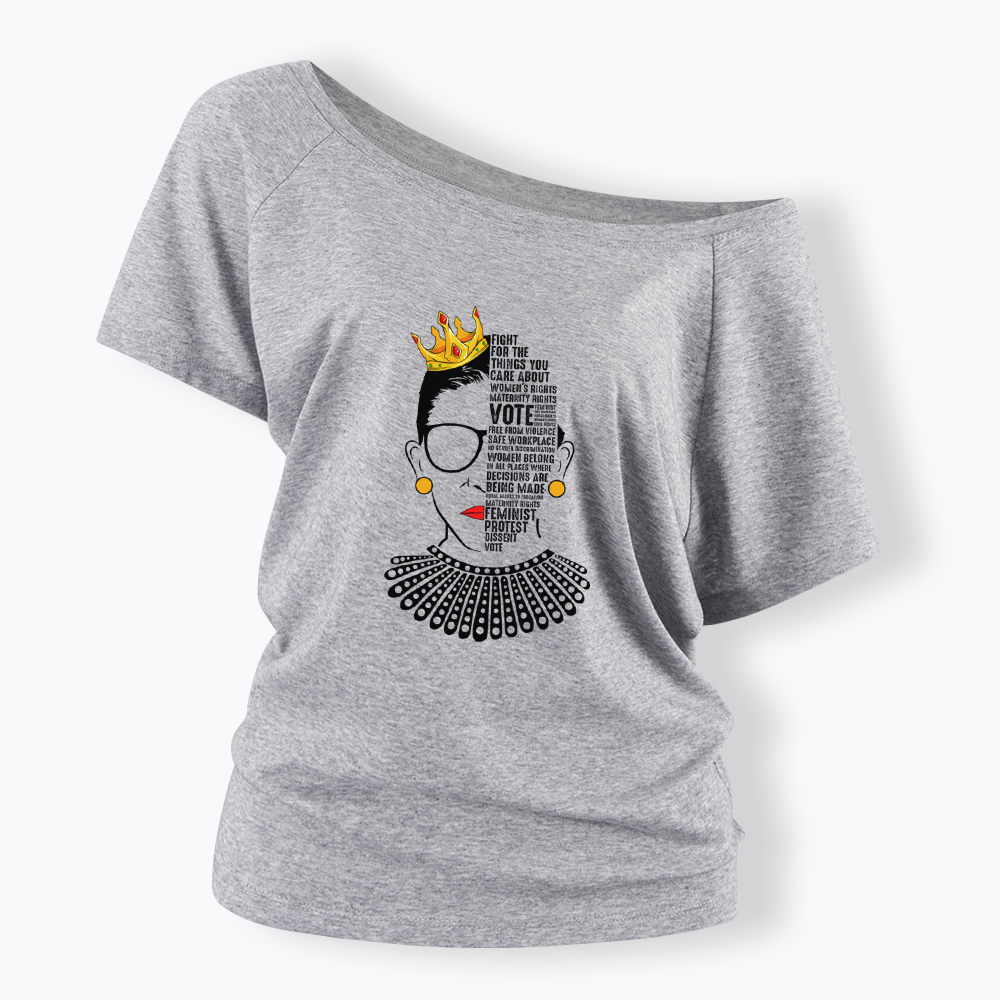 Queen Crown RBG Off Shoulder T-shirt