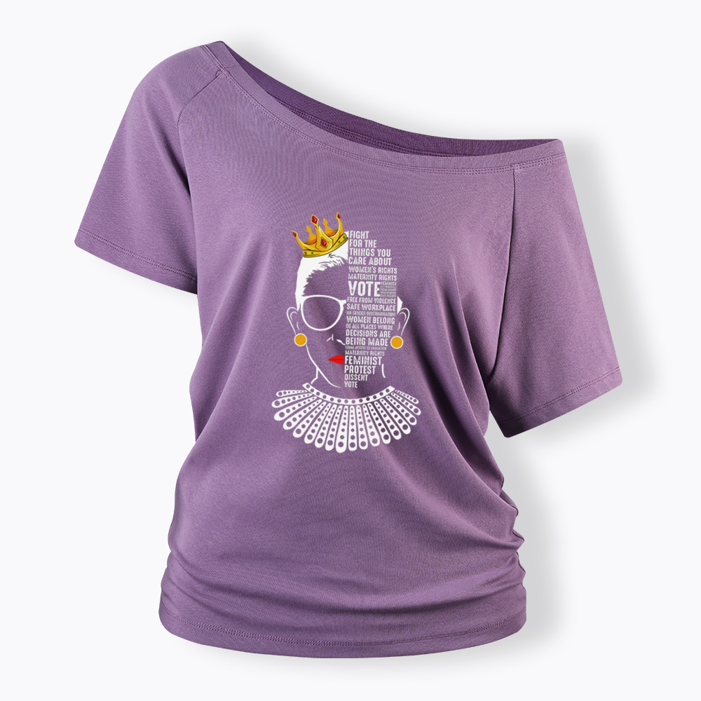 Queen Crown RBG Off Shoulder T-shirt