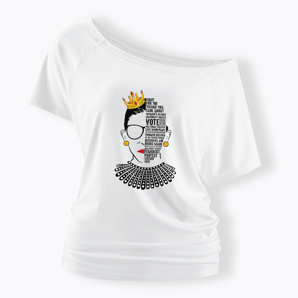 Queen Crown RBG Off Shoulder T-shirt