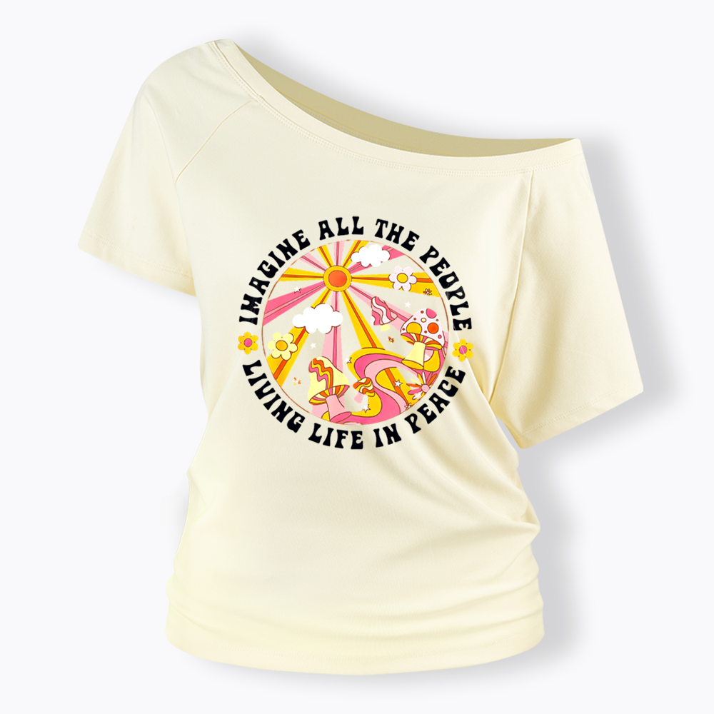 Imagine All The People Off Shoulder T-shirt