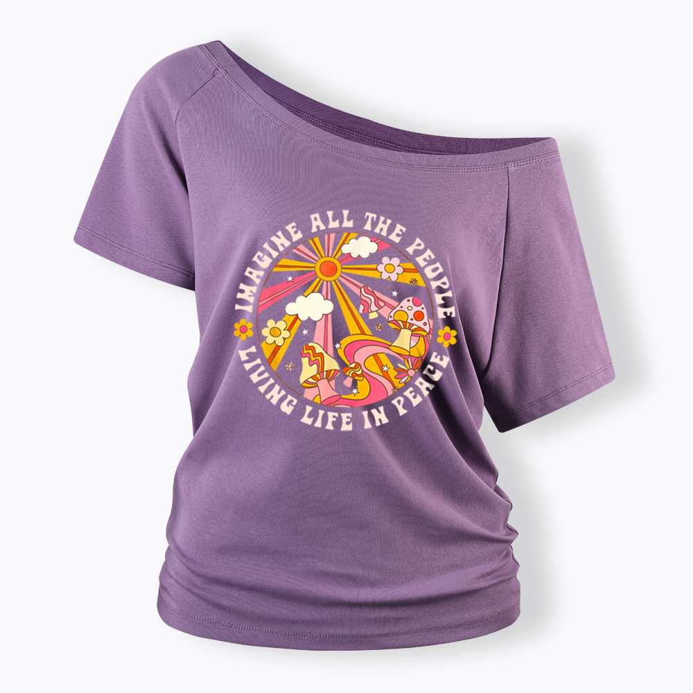 Imagine All The People Off Shoulder T-shirt