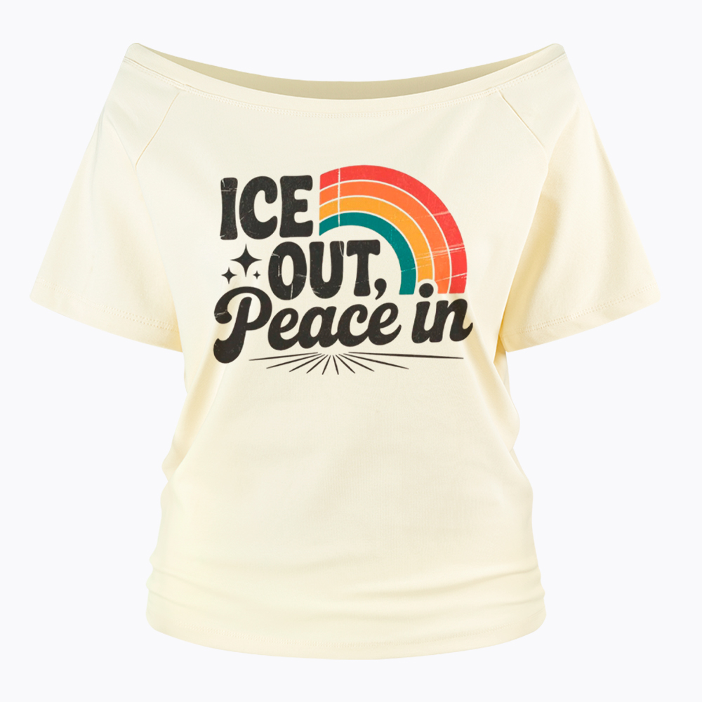 Ice Out Peace In Off Shoulder T-Shirt