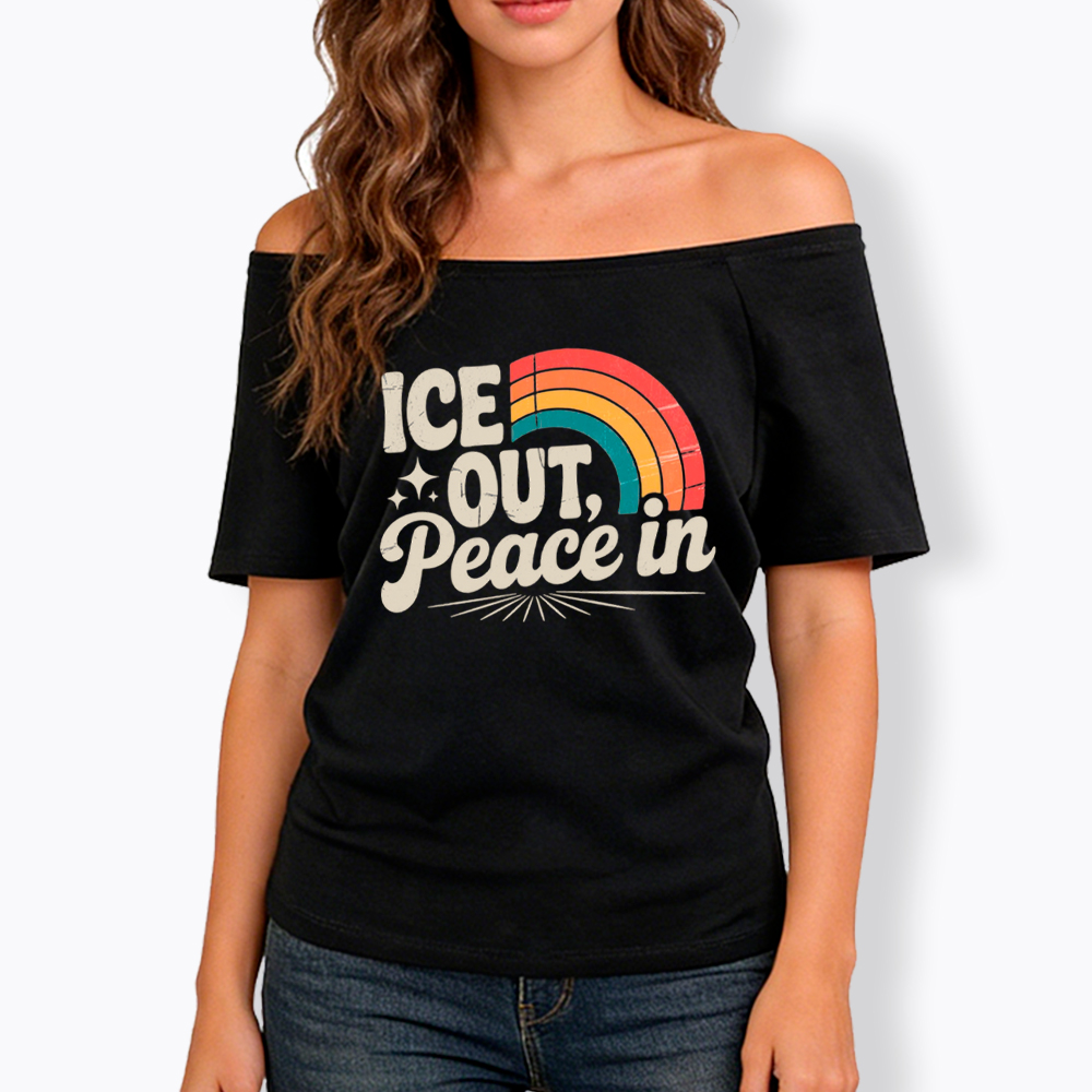 Ice Out Peace In Off Shoulder T-Shirt