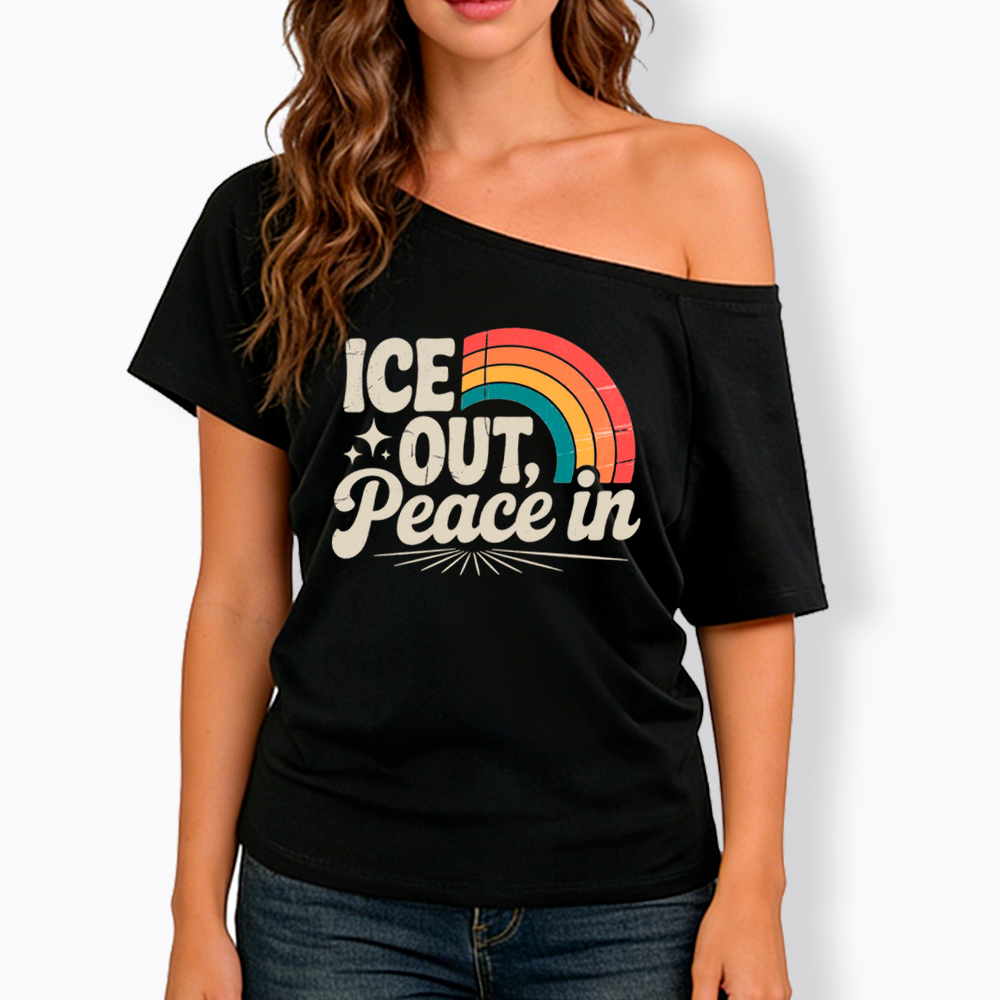 Ice Out Peace In Off Shoulder T-Shirt