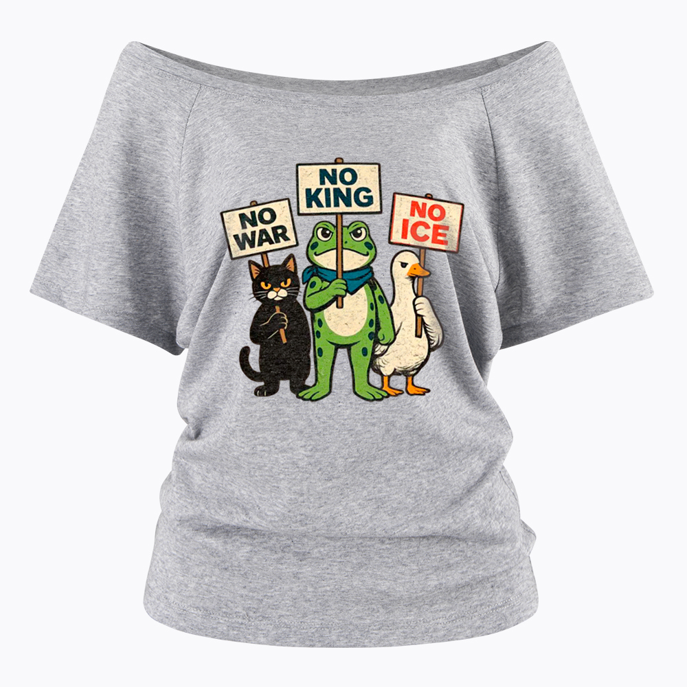 No King No War No ICE Off Shoulder T-Shirt