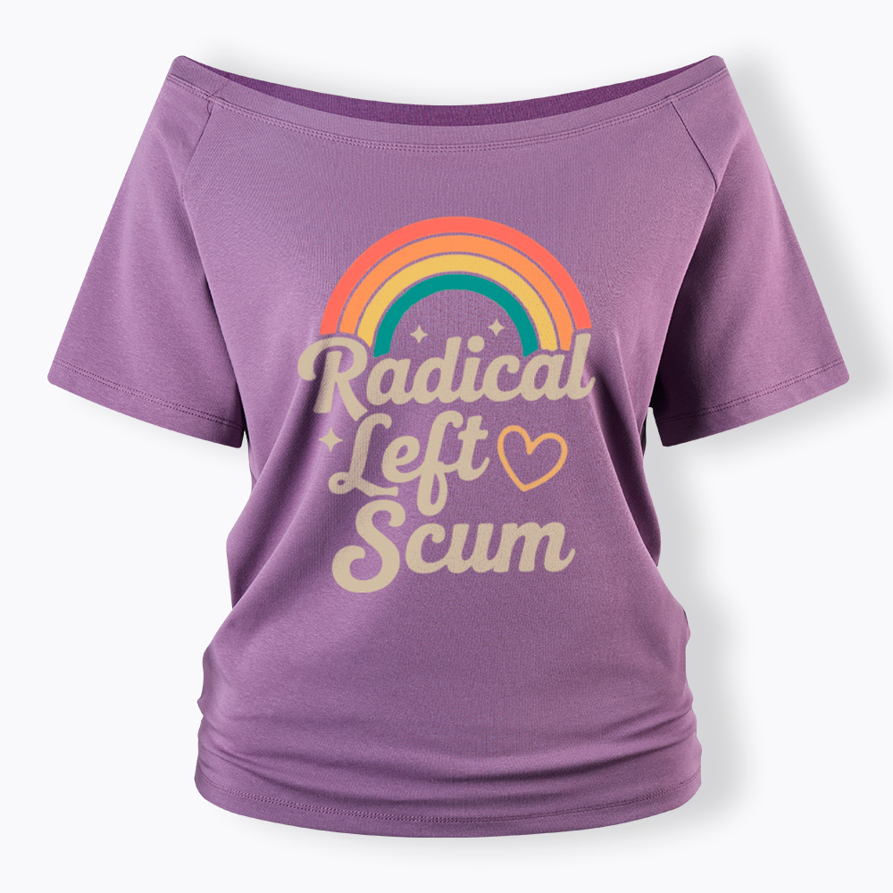 Retro Radical Left Scum Off Shoulder T-Shirt