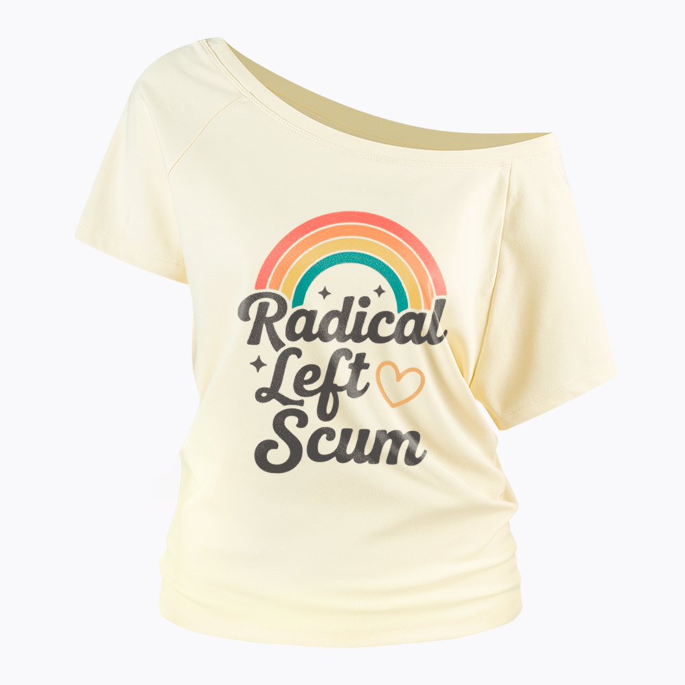 Retro Radical Left Scum Off Shoulder T-Shirt