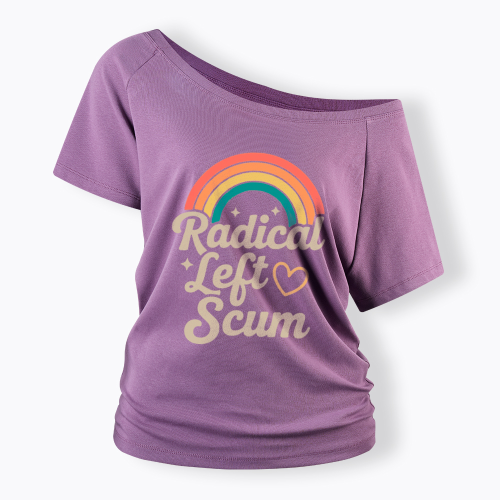 Retro Radical Left Scum Off Shoulder T-Shirt
