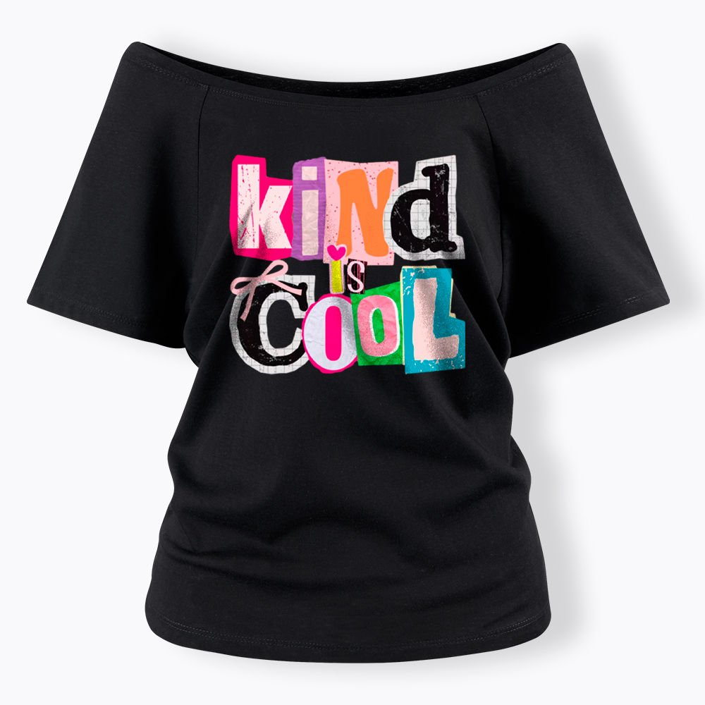 Be Kind Hand Drawn Motivational Off Shoulder T-Shirt