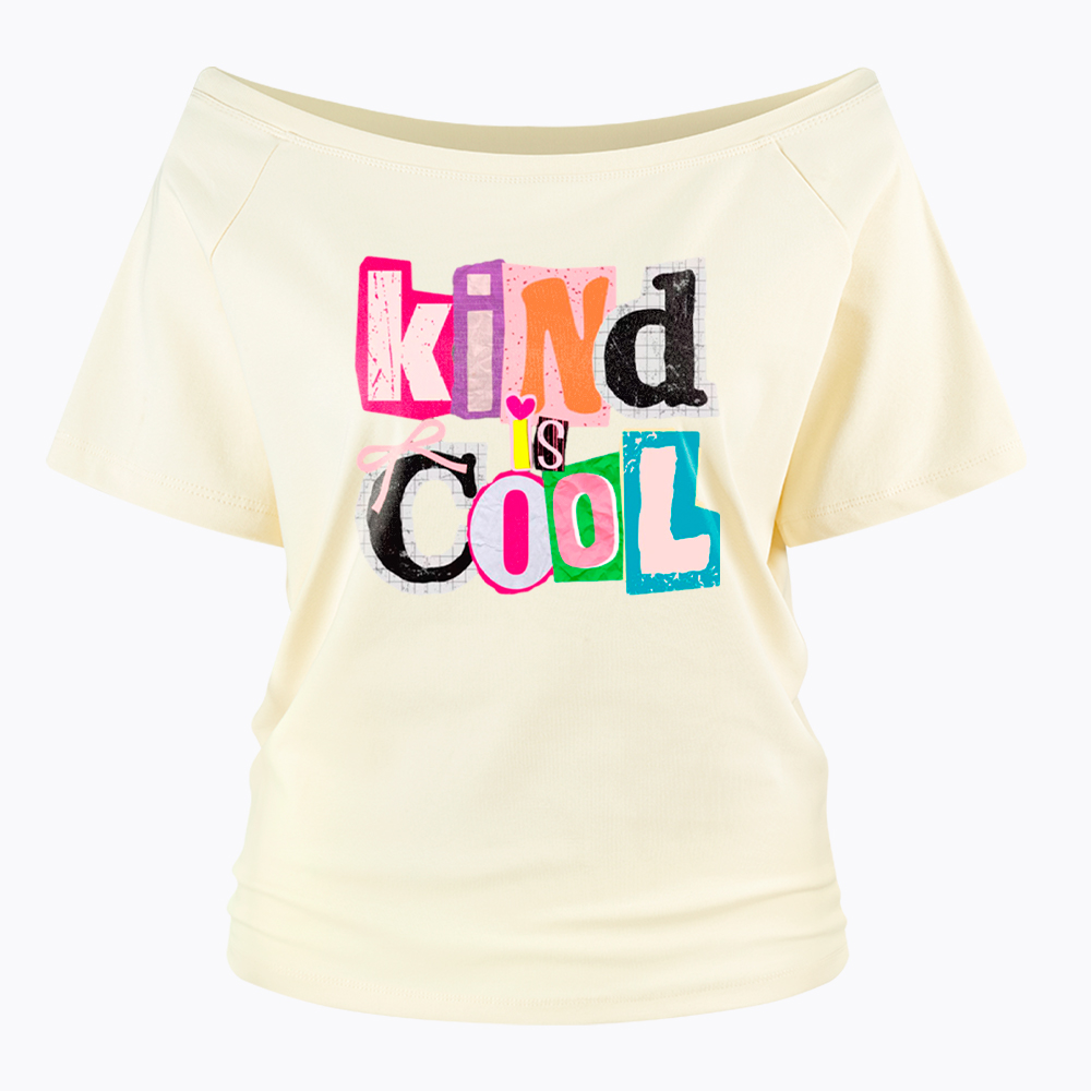 Be Kind Hand Drawn Motivational Off Shoulder T-Shirt