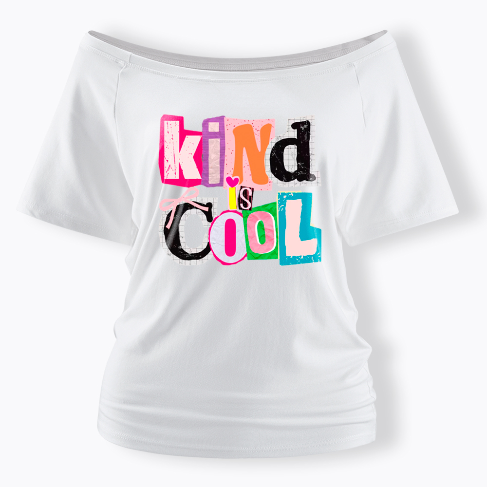 Be Kind Hand Drawn Motivational Off Shoulder T-Shirt