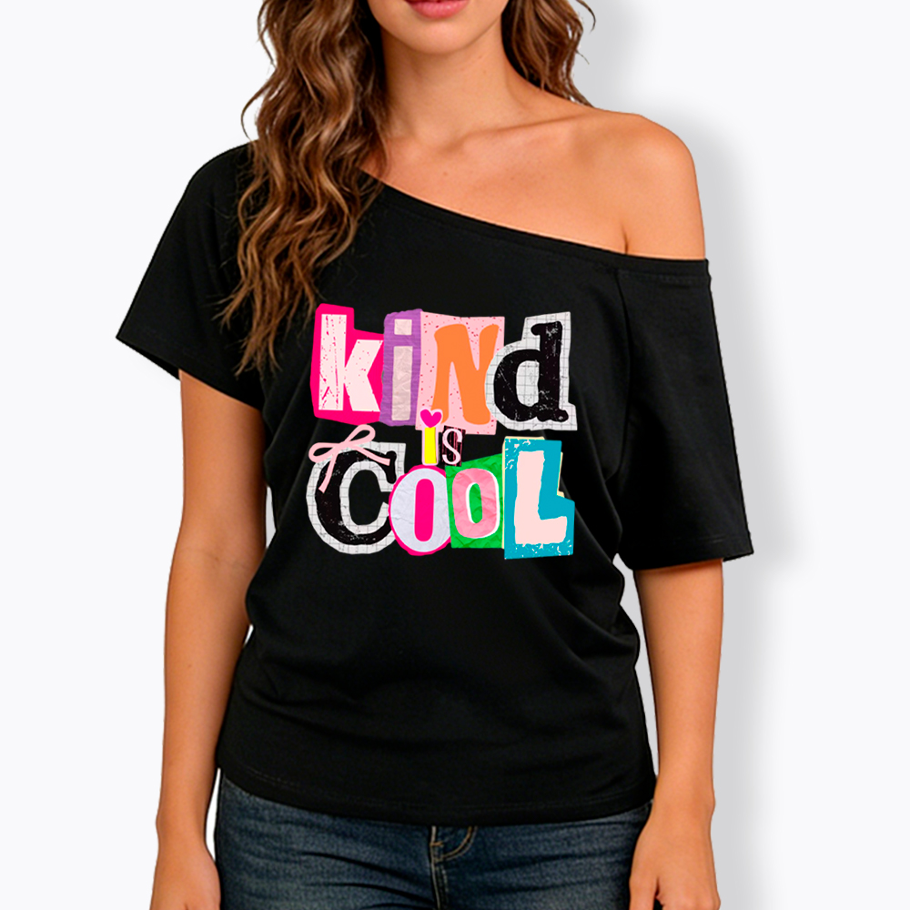 Be Kind Hand Drawn Motivational Off Shoulder T-Shirt