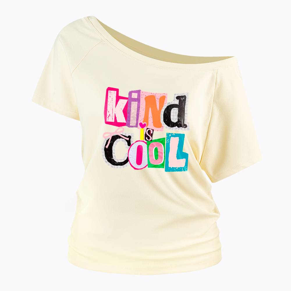 Be Kind Hand Drawn Motivational Off Shoulder T-Shirt