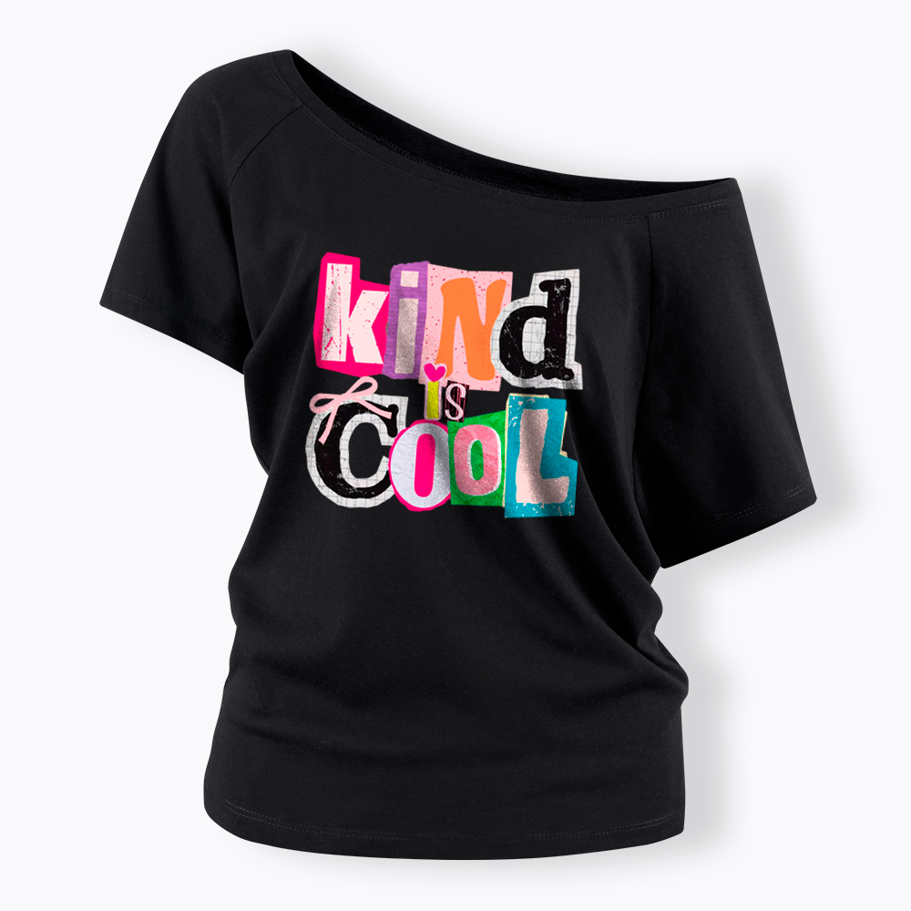 Be Kind Hand Drawn Motivational Off Shoulder T-Shirt