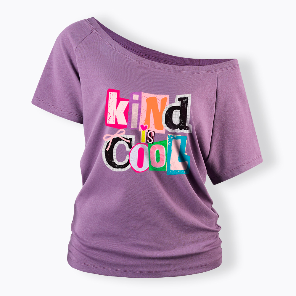 Be Kind Hand Drawn Motivational Off Shoulder T-Shirt