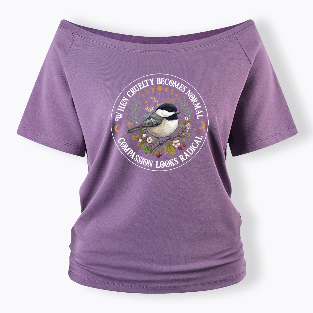 Compassion Looks Radical Off Shoulder T-shirt
