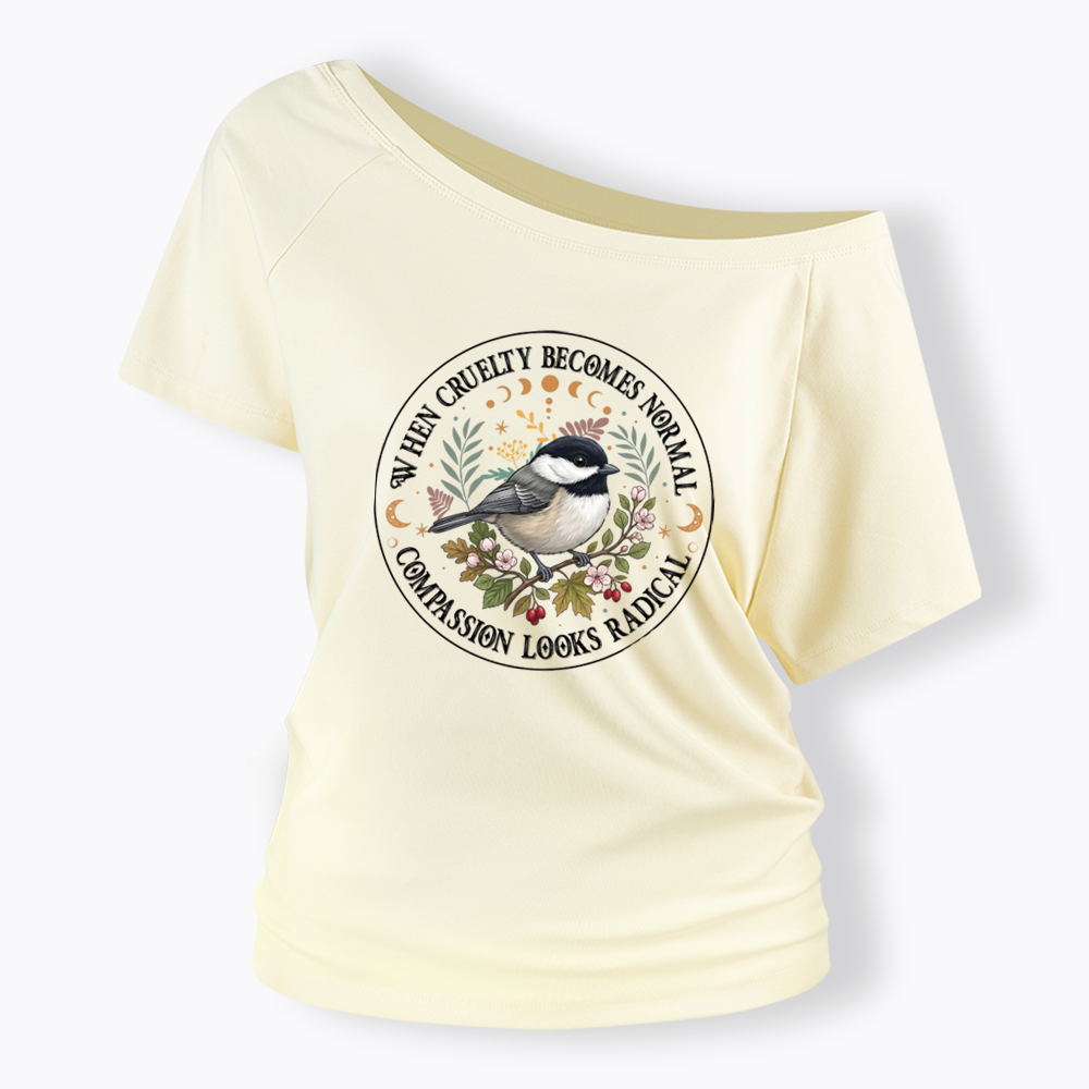 Compassion Looks Radical Off Shoulder T-shirt
