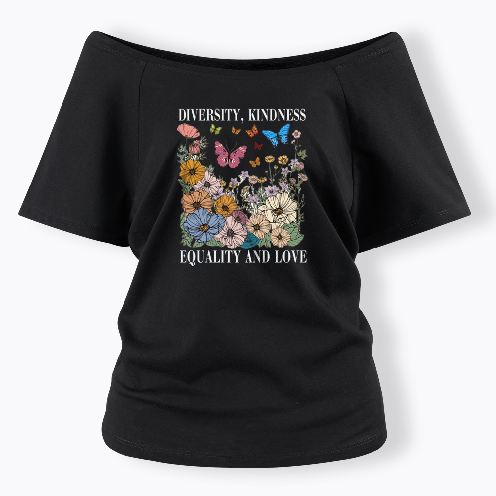 Summer Diversity Kindness Garden Off Shoulder T-shirt