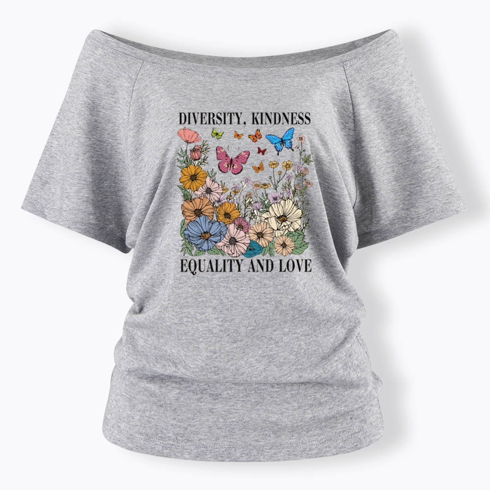 Summer Diversity Kindness Garden Off Shoulder T-shirt