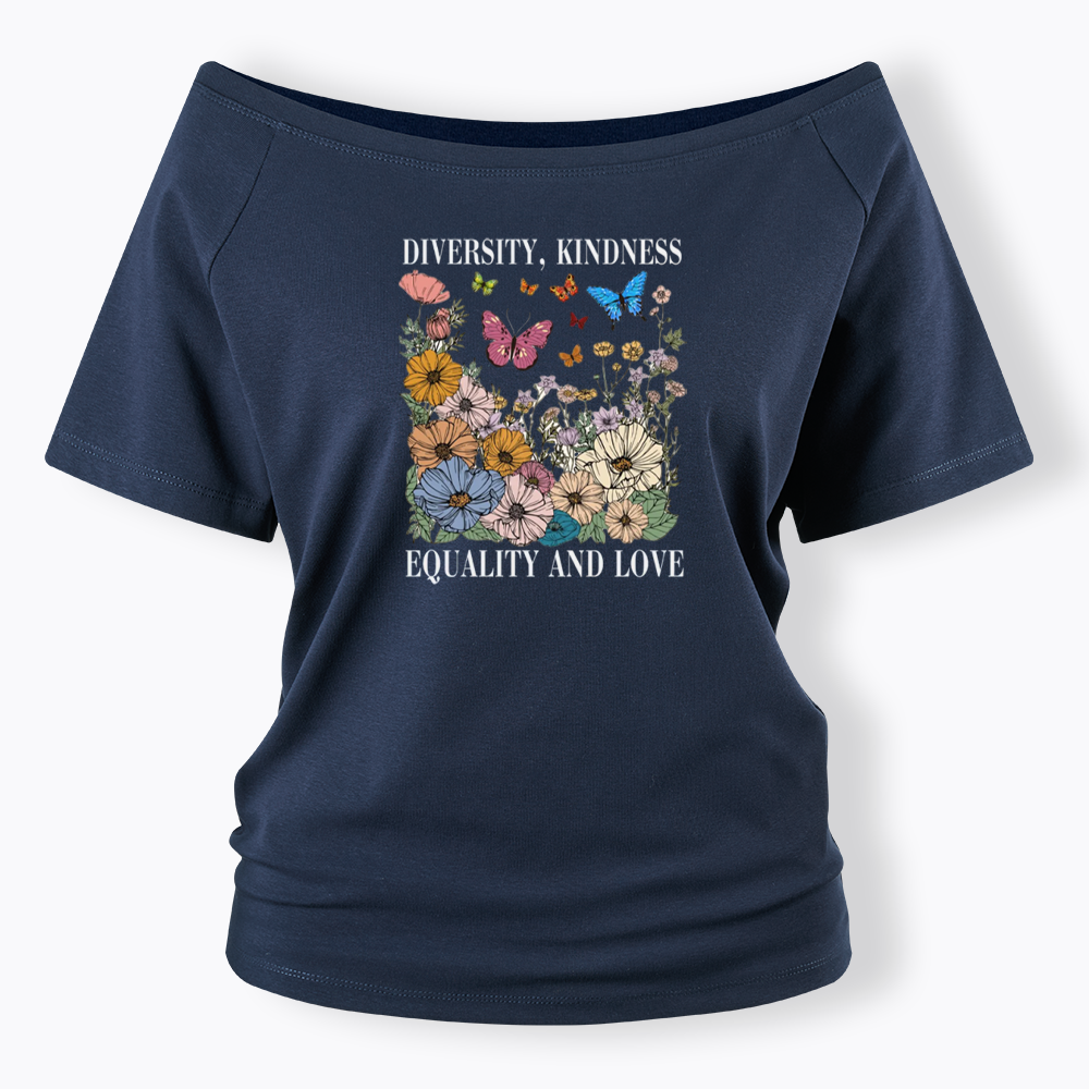 Summer Diversity Kindness Garden Off Shoulder T-shirt
