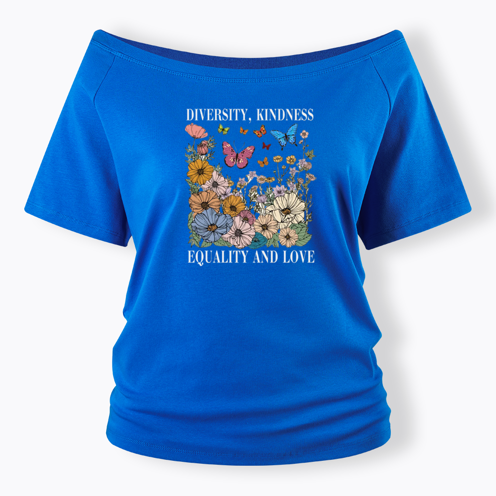 Summer Diversity Kindness Garden Off Shoulder T-shirt