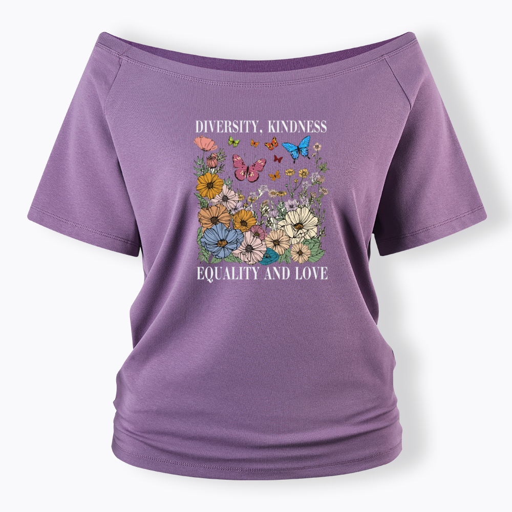 Summer Diversity Kindness Garden Off Shoulder T-shirt