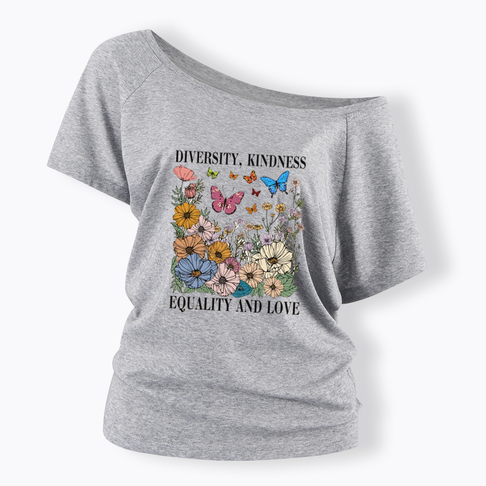 Summer Diversity Kindness Garden Off Shoulder T-shirt