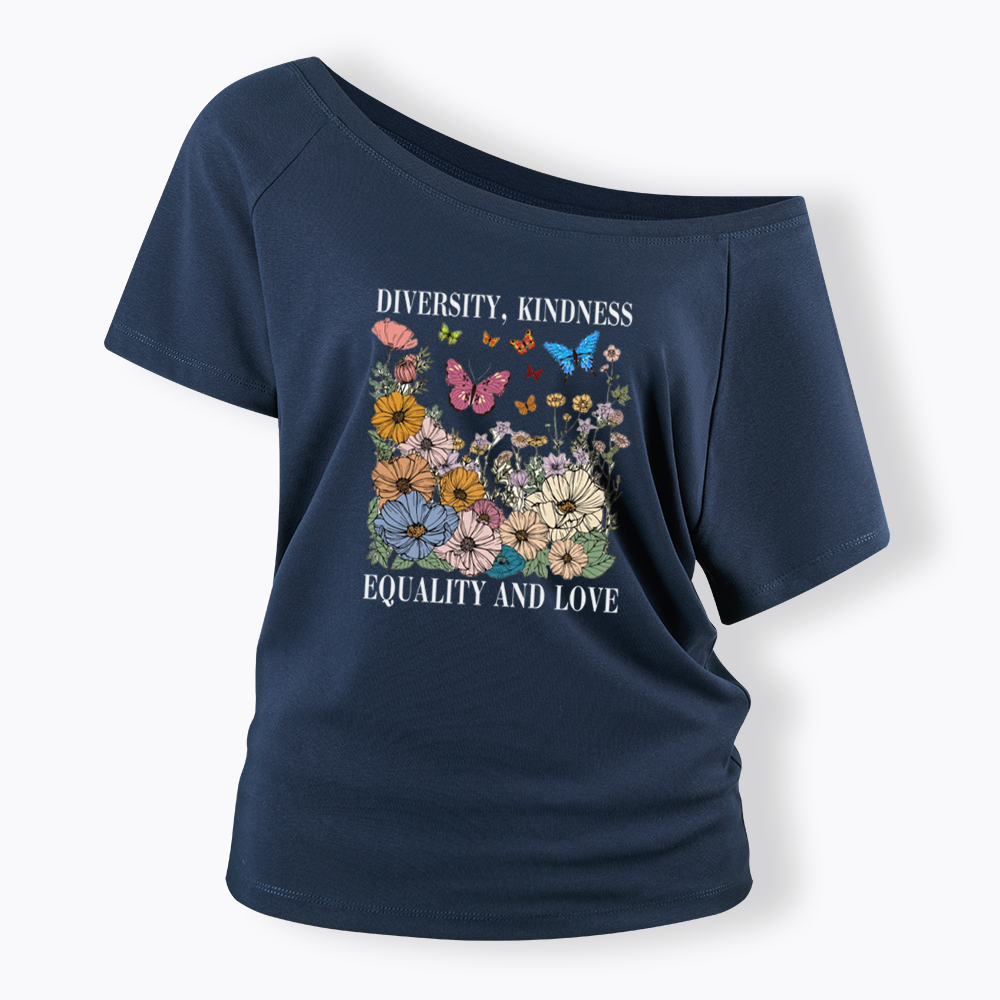 Summer Diversity Kindness Garden Off Shoulder T-shirt