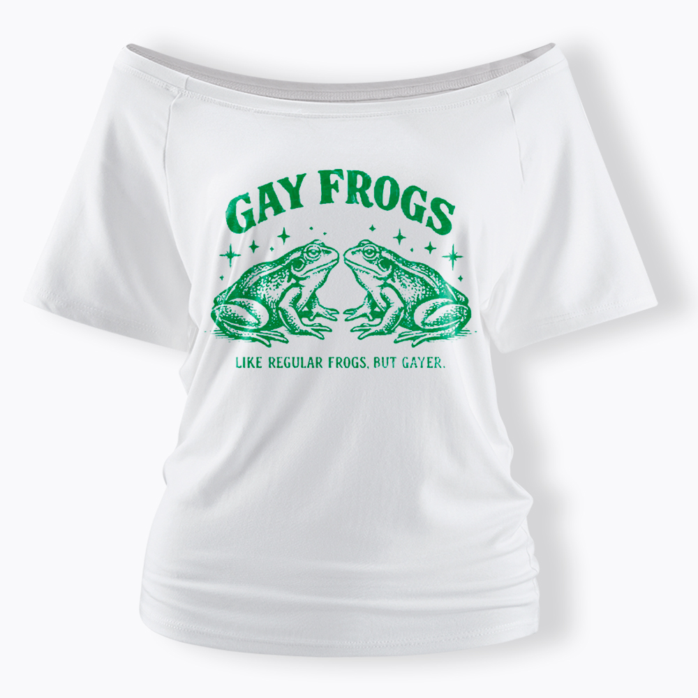Vintage Gay Frog Off Shoulder T-Shirt