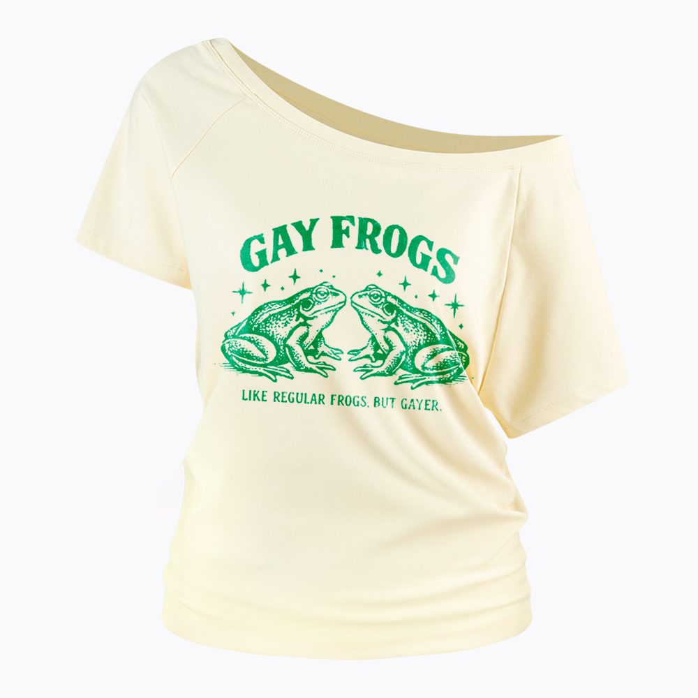 Vintage Gay Frog Off Shoulder T-Shirt