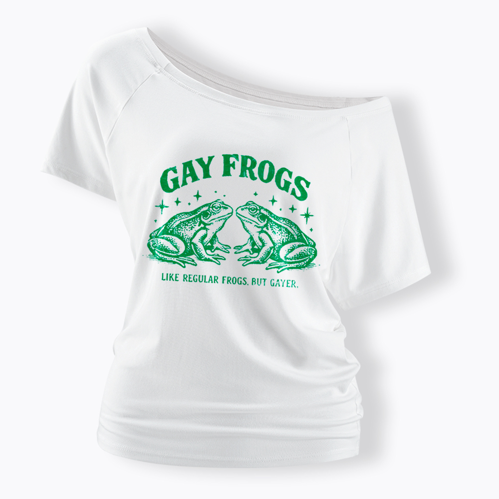 Vintage Gay Frog Off Shoulder T-Shirt