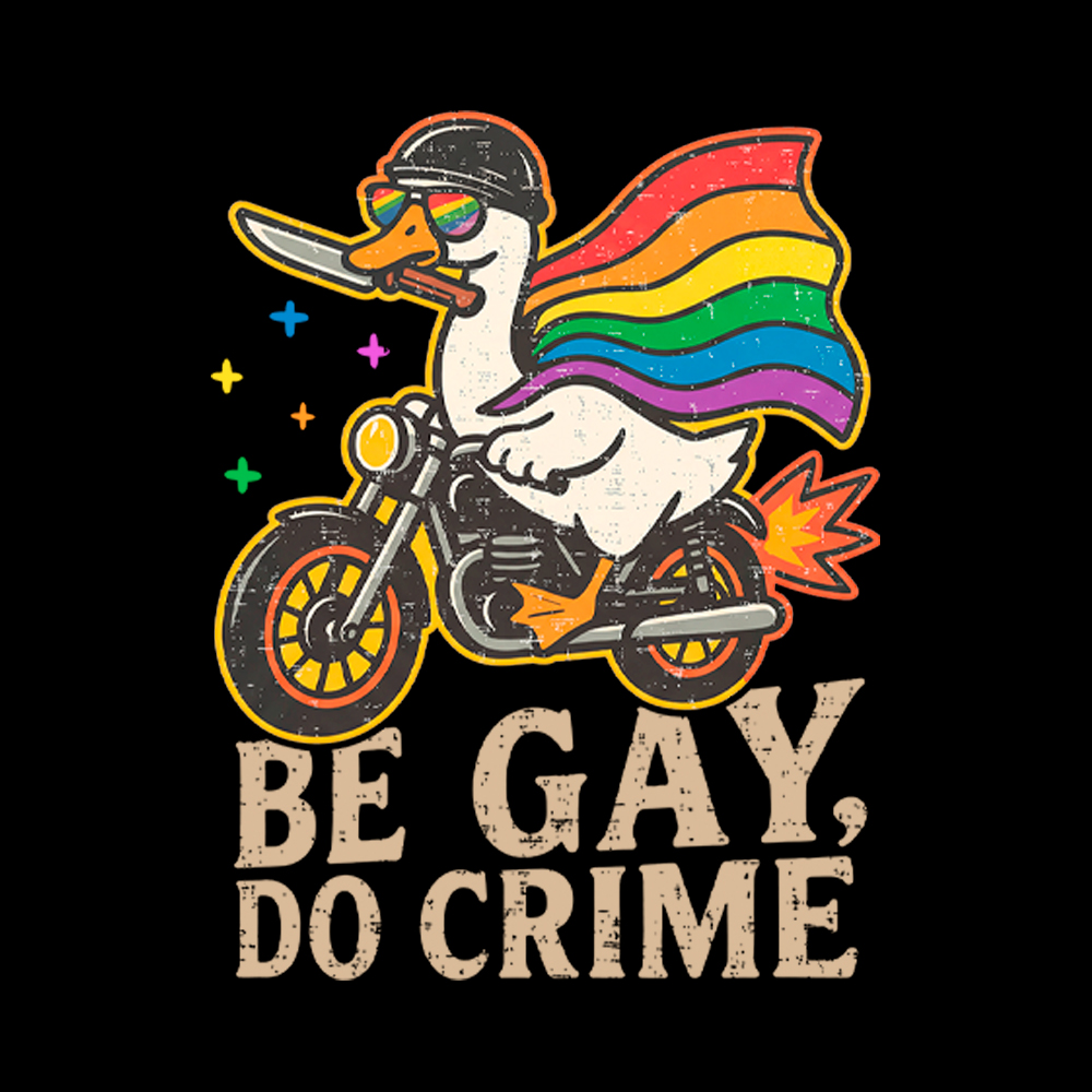 Be Gay Do Crime Goose Rainbow Pride Off Shoulder T-Shirt
