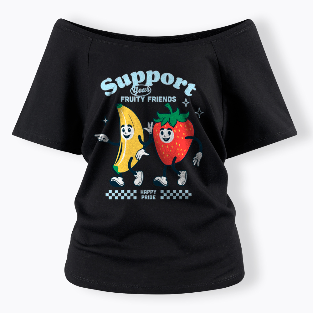 Support Your Fruity Friends Happy Pride Off Shoulder T-Shirt