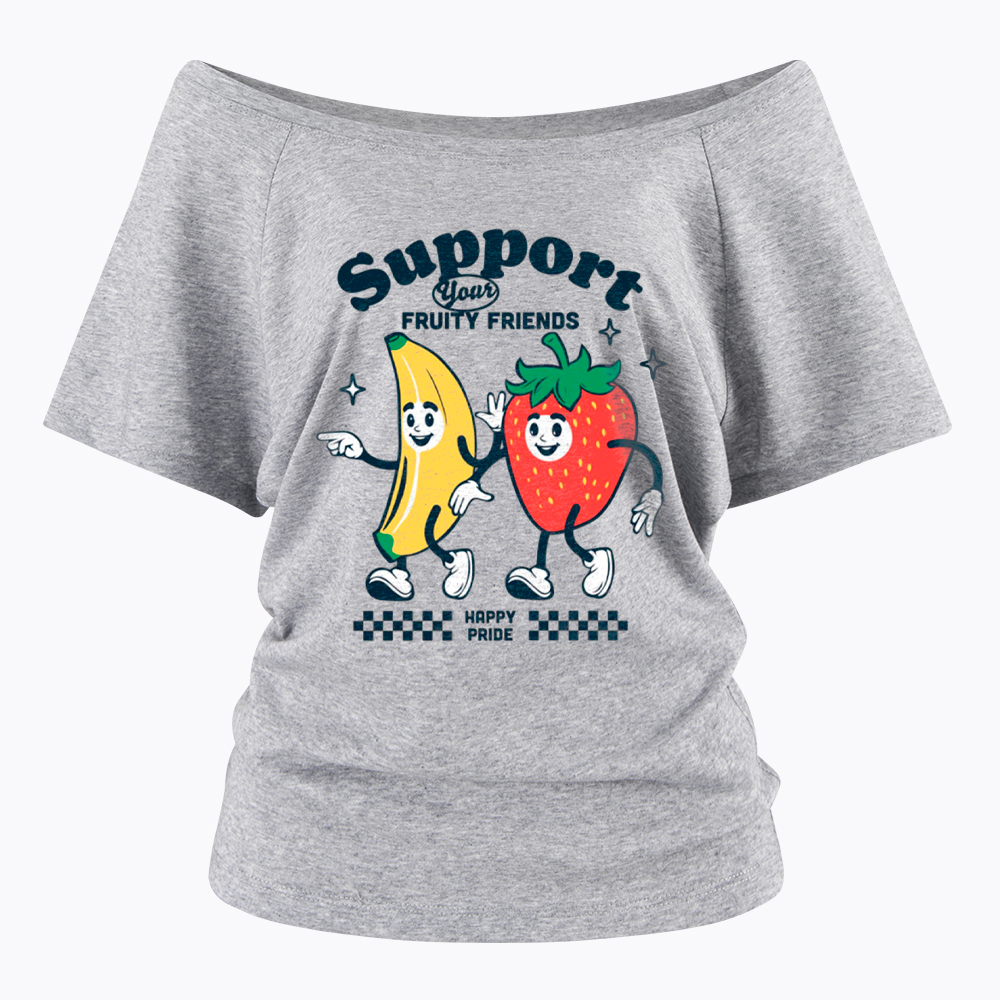 Support Your Fruity Friends Happy Pride Off Shoulder T-Shirt