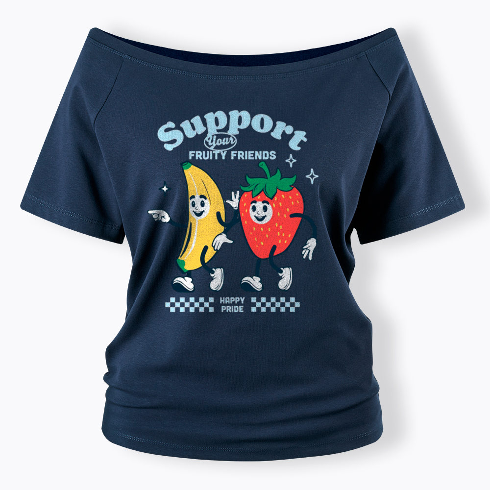 Support Your Fruity Friends Happy Pride Off Shoulder T-Shirt