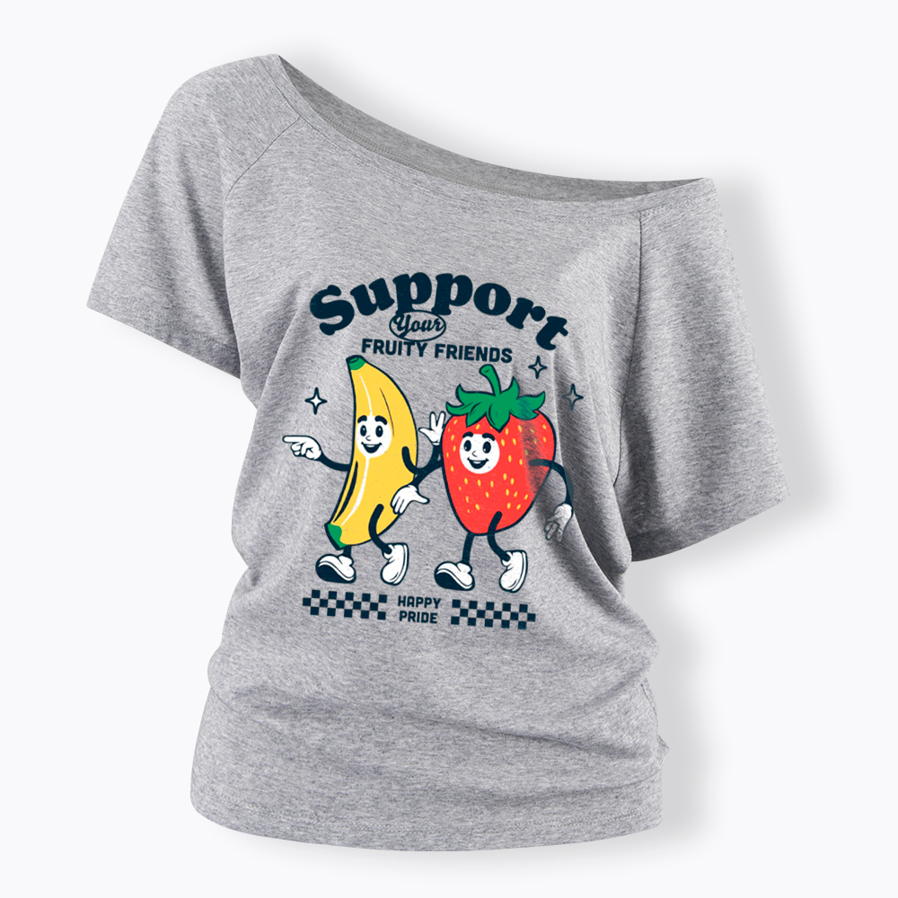Support Your Fruity Friends Happy Pride Off Shoulder T-Shirt