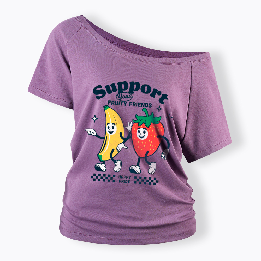 Support Your Fruity Friends Happy Pride Off Shoulder T-Shirt