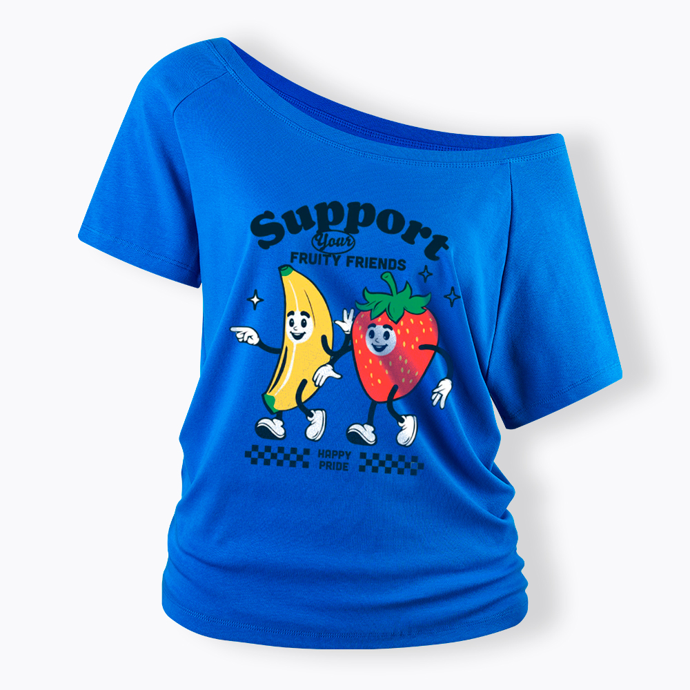 Support Your Fruity Friends Happy Pride Off Shoulder T-Shirt