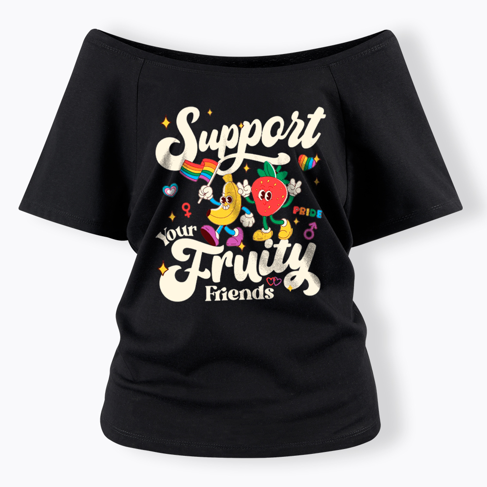 Support Your Fruity Friends Off Shoulder T-Shirt