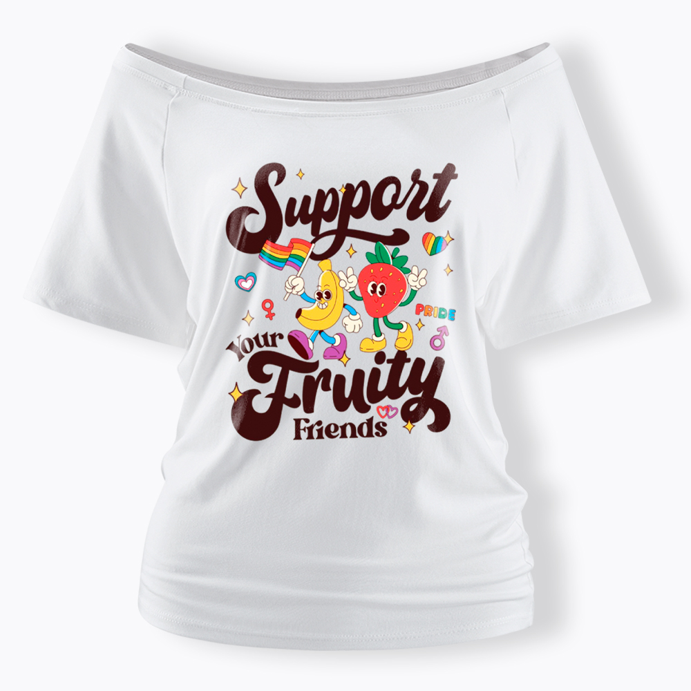 Support Your Fruity Friends Off Shoulder T-Shirt