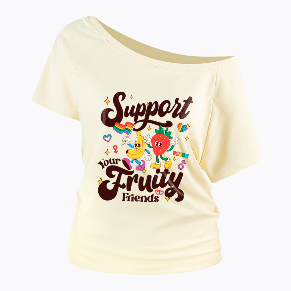 Support Your Fruity Friends Off Shoulder T-Shirt