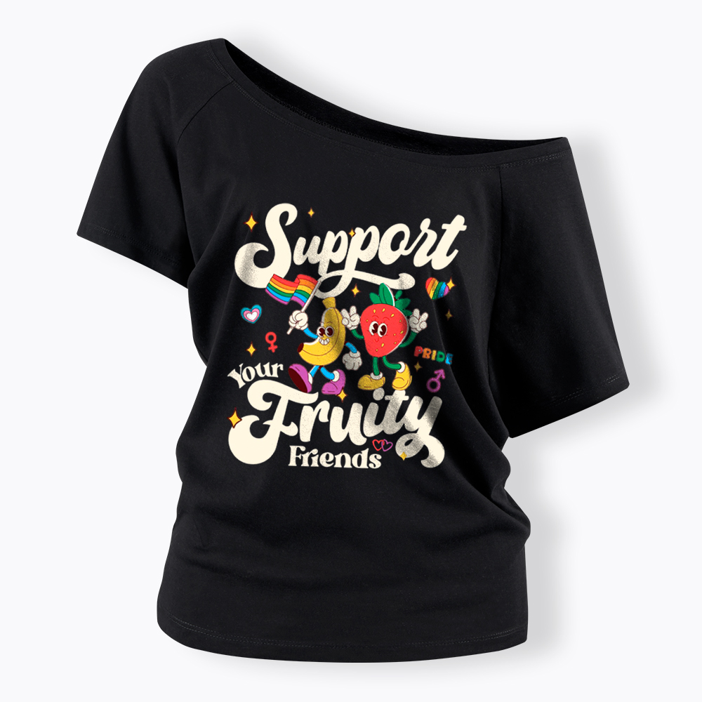Support Your Fruity Friends Off Shoulder T-Shirt
