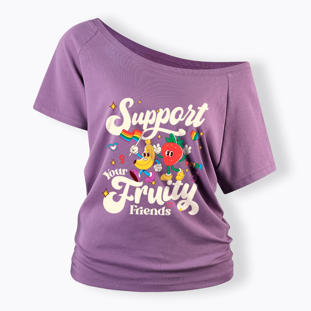 Support Your Fruity Friends Off Shoulder T-Shirt