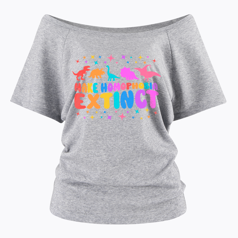 Make Homophobia Extinct Off Shoulder T-Shirt