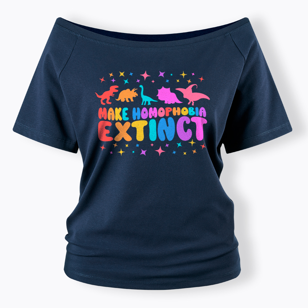 Make Homophobia Extinct Off Shoulder T-Shirt