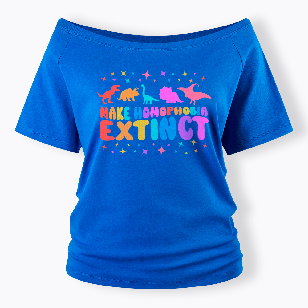 Make Homophobia Extinct Off Shoulder T-Shirt