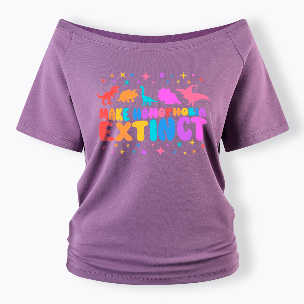 Make Homophobia Extinct Off Shoulder T-Shirt