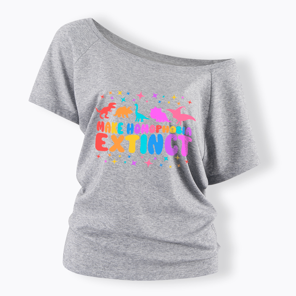 Make Homophobia Extinct Off Shoulder T-Shirt